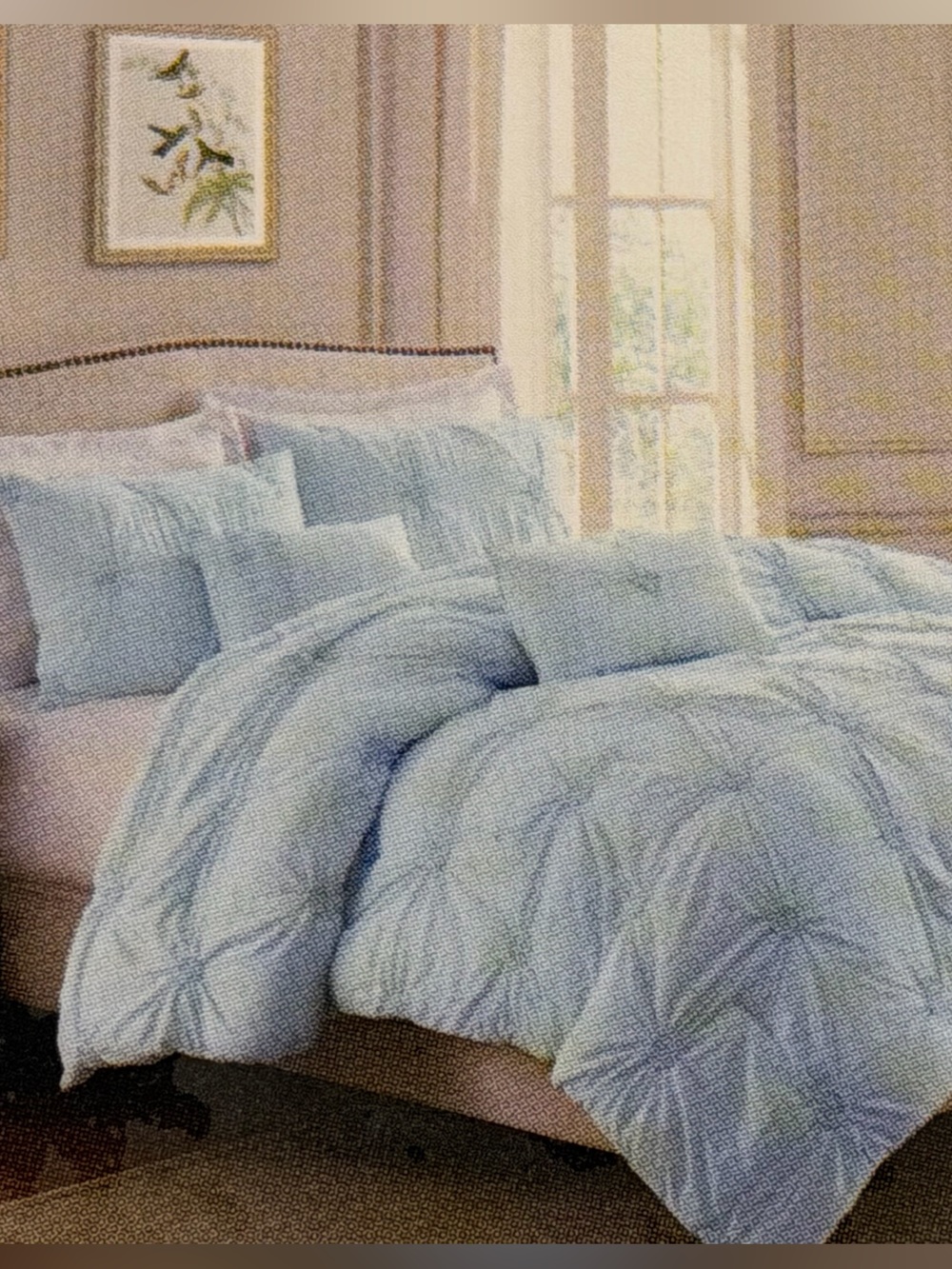 Light Blue Pintuck Comforter Set - Twin XL. Perfect for girls dorm.